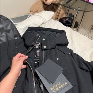 Moose Knuckles Black Hooded Parka Jacket